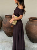 Serena Off Shoulder Chiffon Maxi Dress