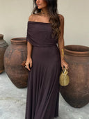 Serena Off Shoulder Chiffon Maxi Dress