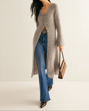 Serina V-Neck Button Front Knit Cardigan Dress