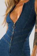 Sienna Deep V Sculpted Denim Jumpsuit