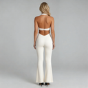 Sienna Halter Flared Jumpsuit Wide Leg Cocktail