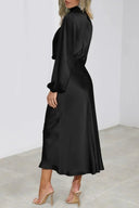 Sienna High Neck Draped Satin Midi Dress