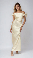 Sienna Satin Off Shoulder Maxi Dress