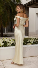 Sienna Satin Off Shoulder Maxi Dress