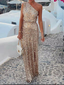 Sienna Sequin One Shoulder Formal Party Maxi Dress