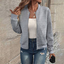 Sienna Textured Zip Up Lightweight Bomber Jacket