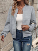 Sienna Textured Zip Up Lightweight Bomber Jacket