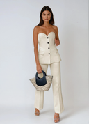 Elara Strapless Top & Wide-Leg Pants Set