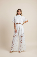 Solmara Two-Piece Lace Cut Out Set Wide Leg