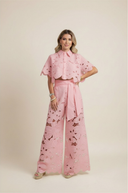 Solmara Two-Piece Lace Cut Out Set Wide Leg