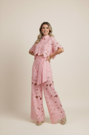 Solmara Two-Piece Lace Cut Out Set Wide Leg