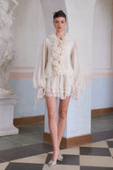 Sorella Floral Ruffle Mini Dress Sheer Sleeve