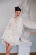 Sorella Floral Ruffle Mini Dress Sheer Sleeve