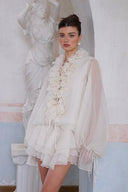 Sorella Floral Ruffle Mini Dress Sheer Sleeve