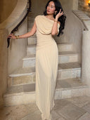 Sorelle One Shoulder Ruched Maxi Dress