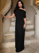 Sorelle One Shoulder Ruched Maxi Dress