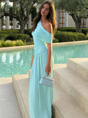 Sorelle One Shoulder Ruched Maxi Dress