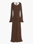 Sorelle Ribbed Knit Maxi Dress Long Sleeve Ruffle