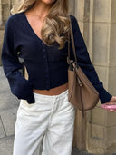 Sorina Chic Button V-Neck Cardigan