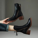 Tahlia Faux Leather Block Heel Ankle Boots