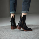 Tahlia Faux Leather Block Heel Ankle Boots