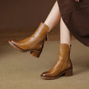 Tahlia Faux Leather Block Heel Ankle Boots