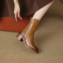 Tahlia Faux Leather Block Heel Ankle Boots