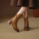 Tahlia Faux Leather Block Heel Ankle Boots