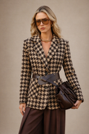 Tahlia Houndstooth Belted Blazer Jacket