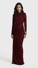 Vaelora Ruched Long Sleeve Maxi Dress Sculpted Silhouette