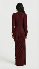 Vaelora Ruched Long Sleeve Maxi Dress Sculpted Silhouette