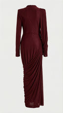 Vaelora Ruched Long Sleeve Maxi Dress Sculpted Silhouette