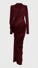 Vaelora Ruched Long Sleeve Maxi Dress Sculpted Silhouette