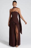 Valeria Strapless Asymmetric Maxi Dress