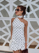 Valerie One Shoulder Polka Dot Mini Dress