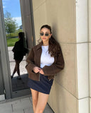 Valerie Suede Bomber Jacket