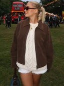 Valerie Suede Bomber Jacket