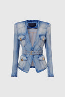 Valeris Belted Structured Denim Jacket