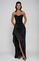 Valerisse Beaded Corset High Slit Maxi Dress