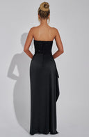 Valerisse Beaded Corset High Slit Maxi Dress