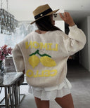Velmira Knit Cardigan V Neck Button Up Lemon Detail