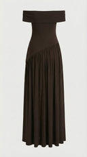 Velmira Off Shoulder Evening Maxi Dress High Slit
