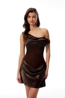 Velmira One Shoulder Asymmetrical Satin Mini Dress