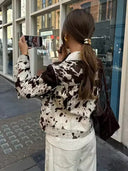 Velorn Statement Cow Print Pattern Jacket