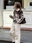 Velorn Statement Cow Print Pattern Jacket