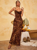 Virella Leopard Print Evening Maxi Dress