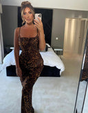 Virella Leopard Print Evening Maxi Dress