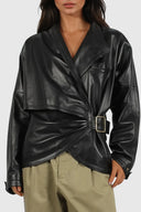 Virelle Asymmetric Belted Leather Jacket