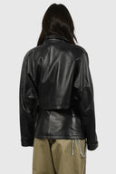Virelle Asymmetric Belted Leather Jacket