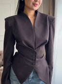Virelle Lace Up Asymmetrical Cinched Blazer